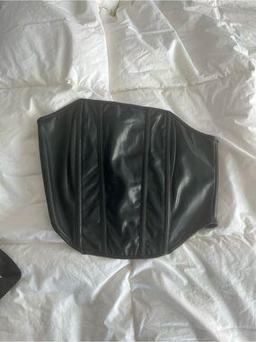HYFVE Black Faux Leather Waist Corset